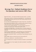 Beverage Test - Outback Steakhouse Server Test Questions And Answers 100% Pass.