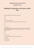 Plumbing Test Questions And Answers 100% Pass