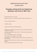 Principles of Funeral Service Final Exam Questions And Answers 100% Pass