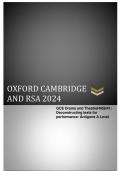 OXFORD CAMBRIDGE AND RSA 2024 GCE  Drama and Theatre  H459/41: Deconstructing texts for performance: Antigone  A Level ACTUAL QUESTION PAPER WITH MERGED MARKING SCHEME 