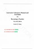 Solution Manual & Test Bank for Becoming a Teacher 11th Edition by Forrest Parkay, All Chapters 1-13.