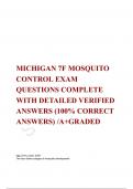 MICHIGAN 7F MOSQUITO CONTROL EXAM QUESTIONS COMPLETE WITH DETAILED VERIFIED ANSWERS (100% CORRECT ANSWERS) /A+GRADED