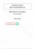 Solution Manual for Beginning Algebra 9th Edition, by John Tobey Jr., Jeffrey Slater, Jamie Blair, Jennifer Crawford, All Chapters 1-10.