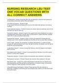 NURSING RESEARCH LSU TEST ONE VOCAB QUESTIONS WITH ALL CORRECT ANSWERS 