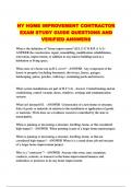 NY HOME IMPROVEMENT CONTRACTOR EXAM STUDY GUIDE QUESTIONS AND VERIFIED ANSWERS