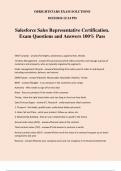 Salesforce Sales Representative Certification. Exam Questions and Answers 100% Pass