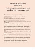 Sociology of Funeral Service Final Exam Questions And Answers 100% Pass