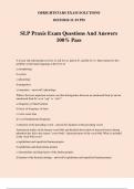 SLP Praxis Exam Questions And Answers 100% Pass