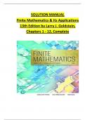 Solution Manual For Finite Mathematics and Its Applications, 13 Edition by Larry J. Goldstein, Verified Chapters 1 - 12, Complete Newest Version