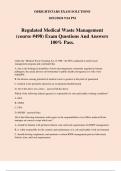 Regulated Medical Waste Management (course #498) Exam Questions And Answers 100% Pass.