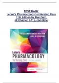 TEST BANK for  Lehne’s Pharmacology for Nursing Care  11th Edition by Burchum  all Chapter 1-112, complete, ISBN: 9780323825221