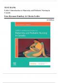 Test Bank For: Leifer's Introduction to Maternity & Pediatric Nursing in Canada, 1st Edition, Lisa Keenan-Lindsay, Gloria Leifer (All Chapters 1-33,)