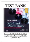 Test Bank For Guyton and Hall Textbook of Medical Physiology, 14th Edition, John E. Hall | All Chapters Newest Update