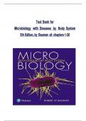 Test Bank for Microbiology with Diseases by Body   System 5th Edition, by Bauman all chapters 1-26 complete, ISBN: 9780134477206