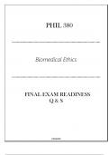 PHIL 380 (Biomedical Ethics) Final Exam Readiness Q & S 2024