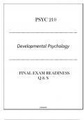 PSYC 210 (Developmental Psychology) Final Exam Readiness Q & S 2024