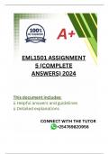 EML1501 Assignment 5 (COMPLETE ANSWERS) 2024 - DUE October 2024; 100% TRUSTED Complete, trusted solutions and explanations