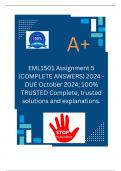 EML1501 Assignment 5 (COMPLETE ANSWERS) 2024 - DUE October 2024; 100% TRUSTED Complete, trusted solutions and explanations.