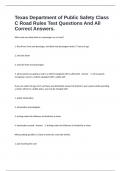 Texas Department of Public Safety Class C Road Rules Test Questions And All Correct Answers.