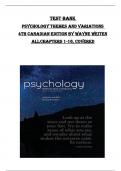 TEST BANK for  Psychology Themes and Variations  4th Canadian Edition by Wayne Weiten All Chapters 1-16, Covered, ISBN: 9780176531713