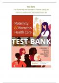 TEST BANK FOR Maternity and Womens Health Care 13th Edition Lowdermilk/ TopGuide/ All Chapters 1-37/ Grade A+