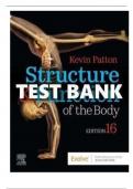 TEST BANK for Structure and Function of the Body 16th Edition (Patton,2020) ,Chapter 1-22|COMPLETE CHAPTERS  |FULL TEST BANK