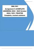 EML1501 Assignment 5 (COMPLETE ANSWERS) 2024 - DUE October 2024; 100% TRUSTED Complete, trusted solutions and explanations. 