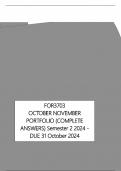 FOR3703 OCTOBER NOVEMBER PORTFOLIO (COMPLETE ANSWERS) Semester 2 2024 - DUE 31 October 2024; 100% TRUSTED Complete, trusted solutions and explanations.