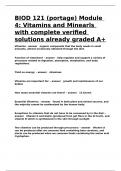 BIOD 121 (portage) Module 4 Vitamins and Minearls with complete verified solutions 