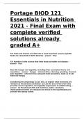 Portage BIOD 121 Essentials in Nutrition 2021 - Final Exam with complete verified solutions