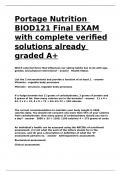 Portage Nutrition BIOD121 Final EXAM with complete verified solutions already graded A+.