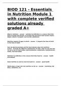 BIOD 121 - Essentials in Nutrition Module 1 with complete verified solutions already graded A+