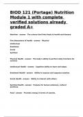 BIOD 121 (Portage) Nutrition Module 1 with complete verified solutions already graded A+