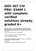 GOV 407 CIV PRO- EXAM 1 with complete verified solutions already graded A+.