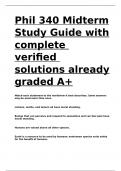 Phil 340 Midterm Study Guide with complete verified solutions already graded A+