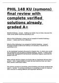 PHIL 148 KU (symons) final review with complete verified solutions already graded A+