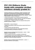 PSY 255 Midterm Study Guide with complete verified solutions already graded A+