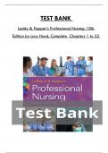 Test Bank For Leddy & Pepper’s Professional Nursing 10th Edition by Lucy Hood, Consists Of 22 Complete Chapters, ISBN: 978-1975172626