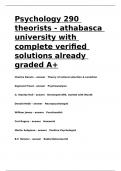 Psychology 290 theorists - athabasca university with complete verified solutions already graded A+