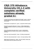 CRJS 370 Athabasca University CH.1-3 with complete verified solutions already graded A+