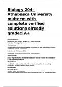 Biology 204- Athabasca University midterm with complete verified solutions already graded A+