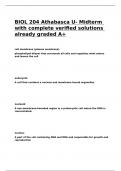 BIOL 204 Athabasca U- Midterm with complete verified solutions already graded A+.