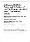 NGR6172_ Advanced Pharm_Unit 3 - Anxiety, Wt Loss, ADHD Meds with 100- correct answers 