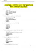 GLIDER SOLO WRITTEN EXAM TEST QUESTIONS WITH COMPLETE SOLUTIONS