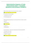 Administrative Aspects of Code  Enforcement| Quiz 1| Complete  Questions and Answers| Graded 