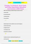 Chapter 16 Urinalysis, Body Fluids,  and Other Specimens Questions  and Answers (100% Pass)