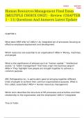 Human Resources Management Final Exam (MULTIPLE CHOICE ONLY) - Review (CHAPTER 1 - 11) Questions And Answers Latest Update