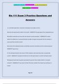 Bio 111 Exam 3 Practice Questions and Answers