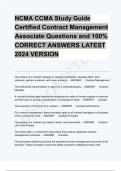 NCMA CCMA Study Guide Certified Contract Management Associate Questions and 100% CORRECT ANSWERS LATEST 2024 VERSION