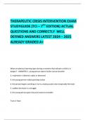    THERAPEUTIC CRISIS INTERVENTION EXAM STUDYGUIDE (TCI – 7TH EDITION) ACTUAL QUESTIONS AND CORRECTLY  WELL DEFINED ANSWERS LATEST 2024 – 2025  ALREADY GRADED A+ 